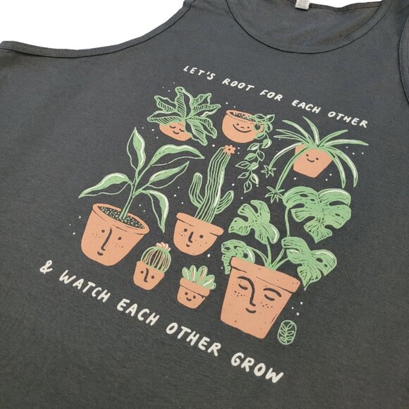 "Let's Root for Each Other & Watch Each Other Grow" Plants Grey Tank Top - Picture 2 of 5